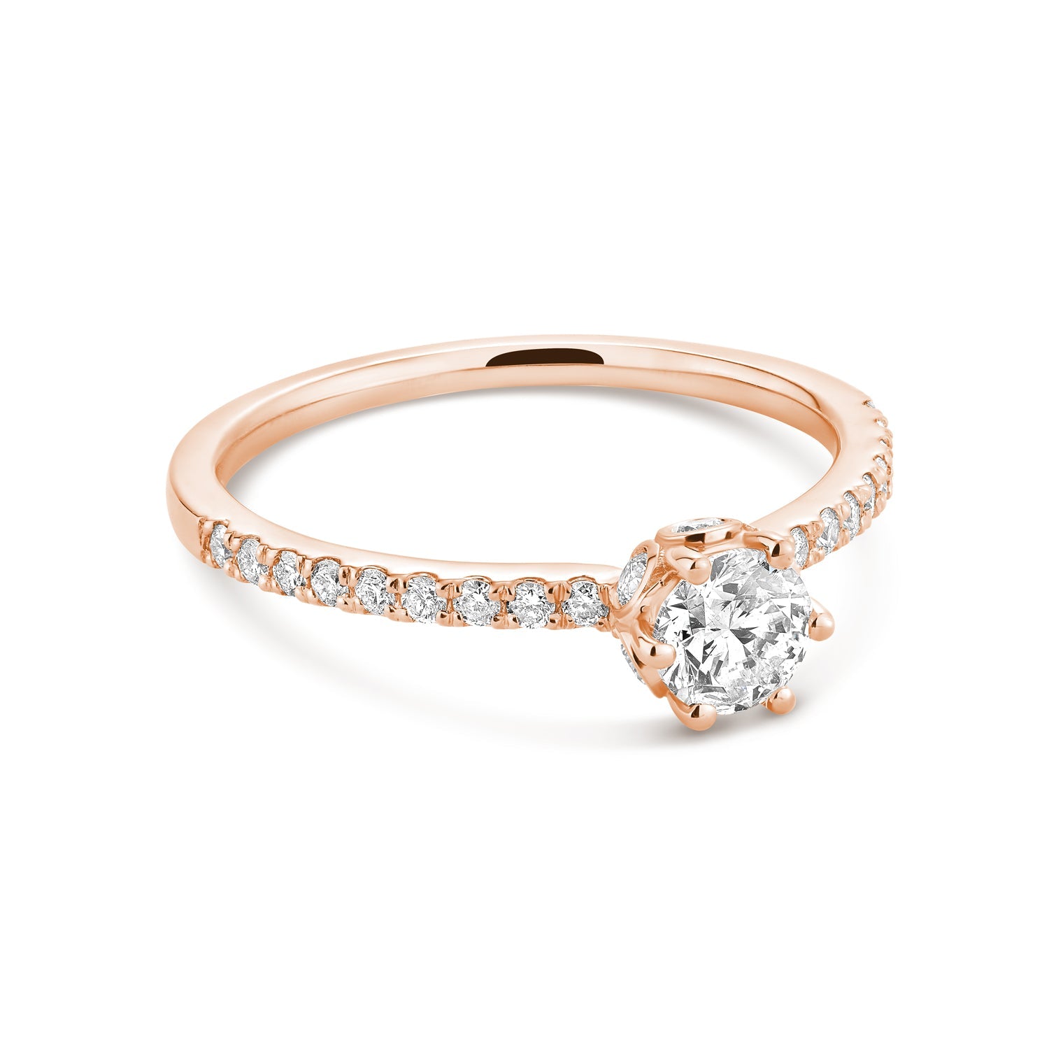 Solitaire Crown Setting Diamond Engagement Ring