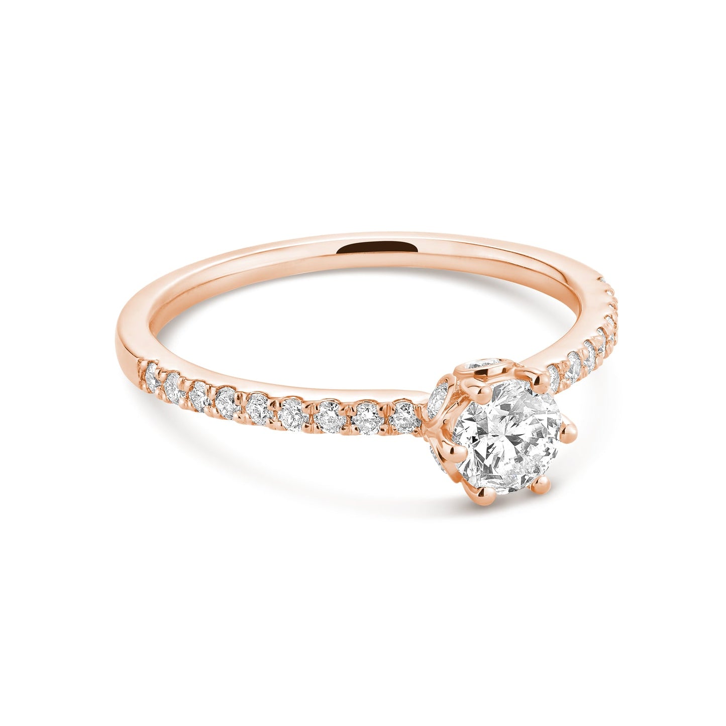 Solitaire Crown Setting Diamond Engagement Ring