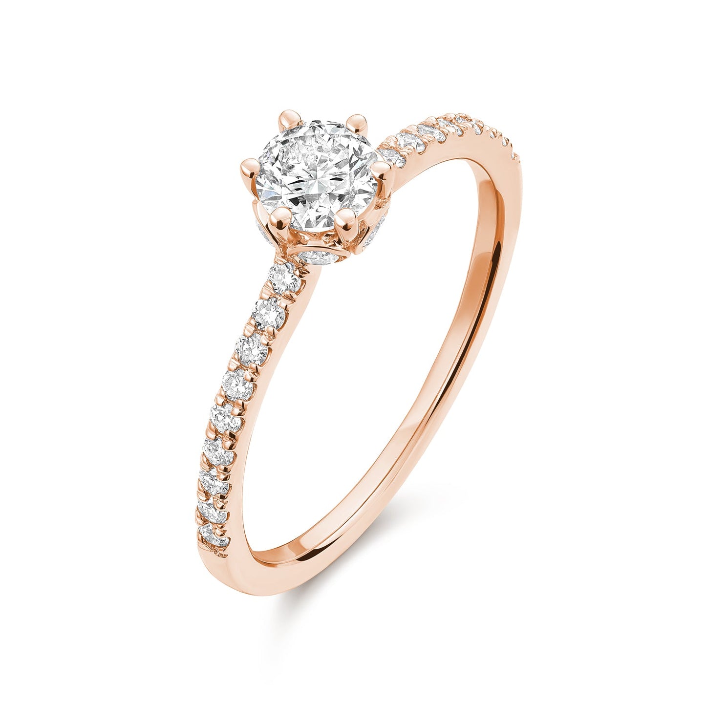 Solitaire Crown Setting Diamond Engagement Ring