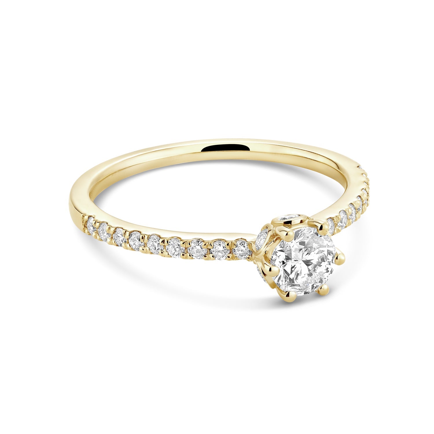 Solitaire Crown Setting Diamond Engagement Ring