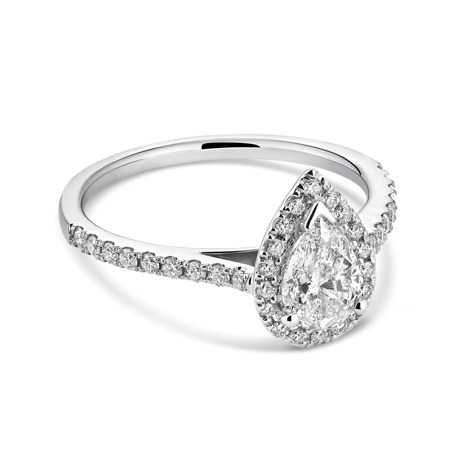 Pear Shape Halo Diamond Engagement Ring