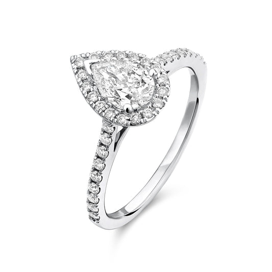 Pear Shape Halo Diamond Engagement Ring
