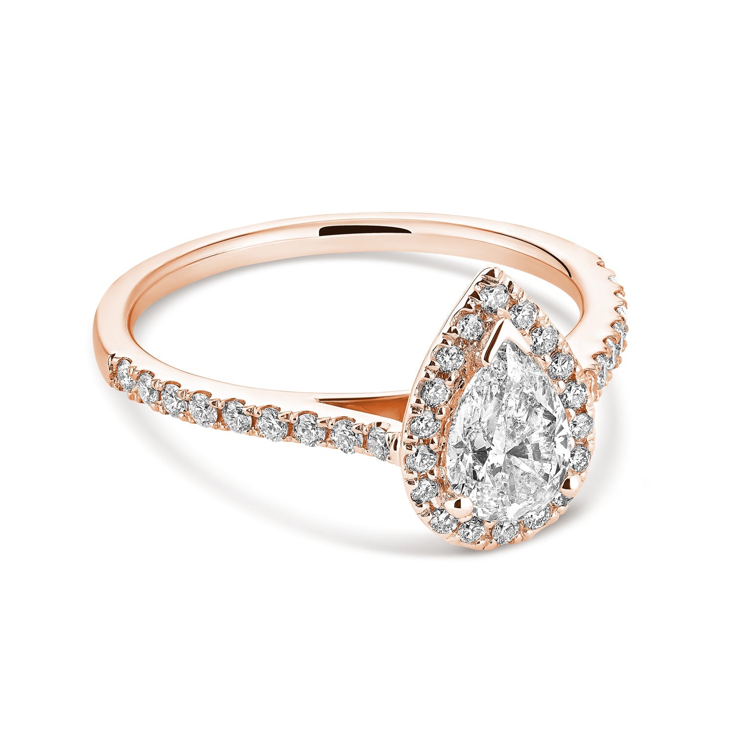 Pear Shape Halo Diamond Engagement Ring