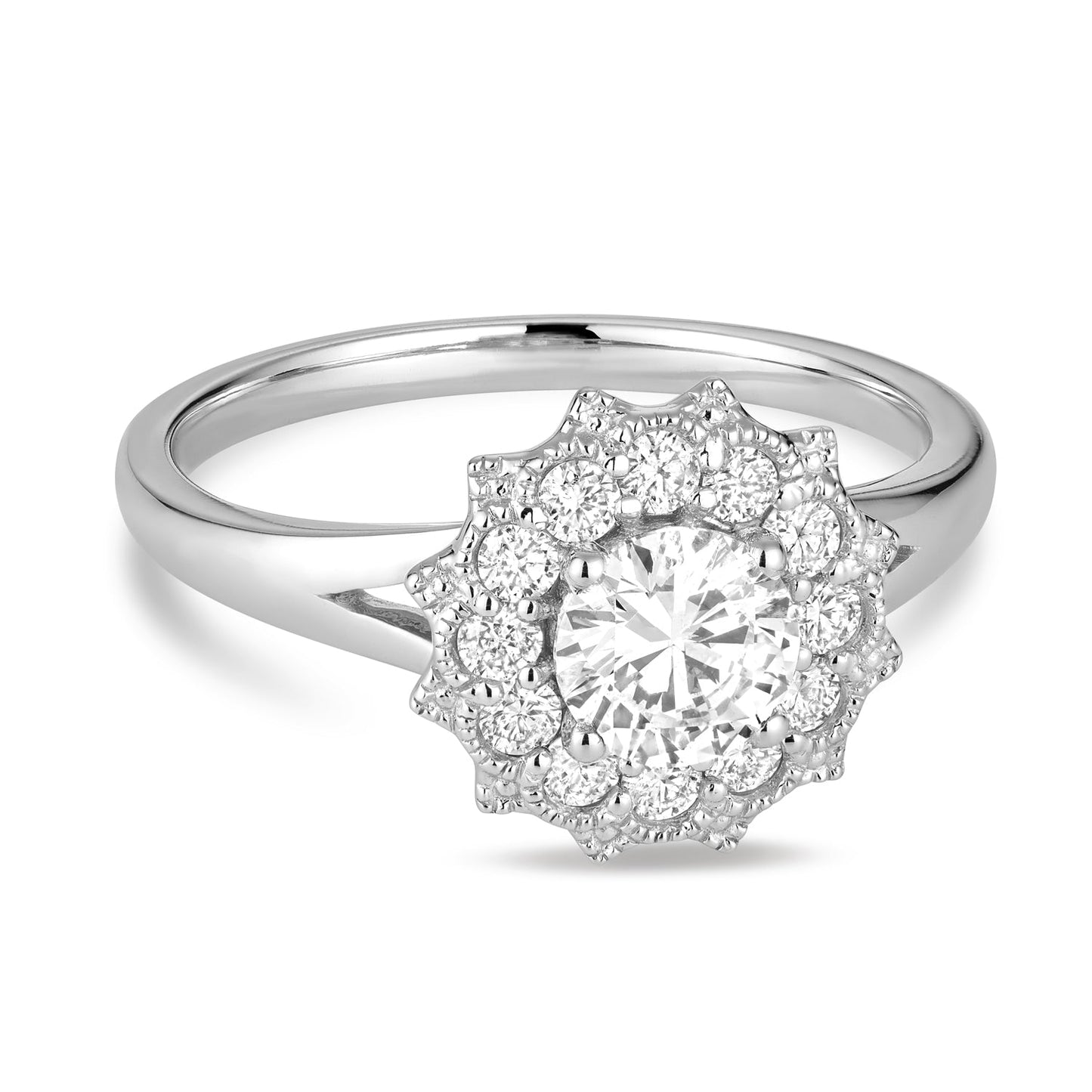 Vintage Flower Diamond Engagement Ring