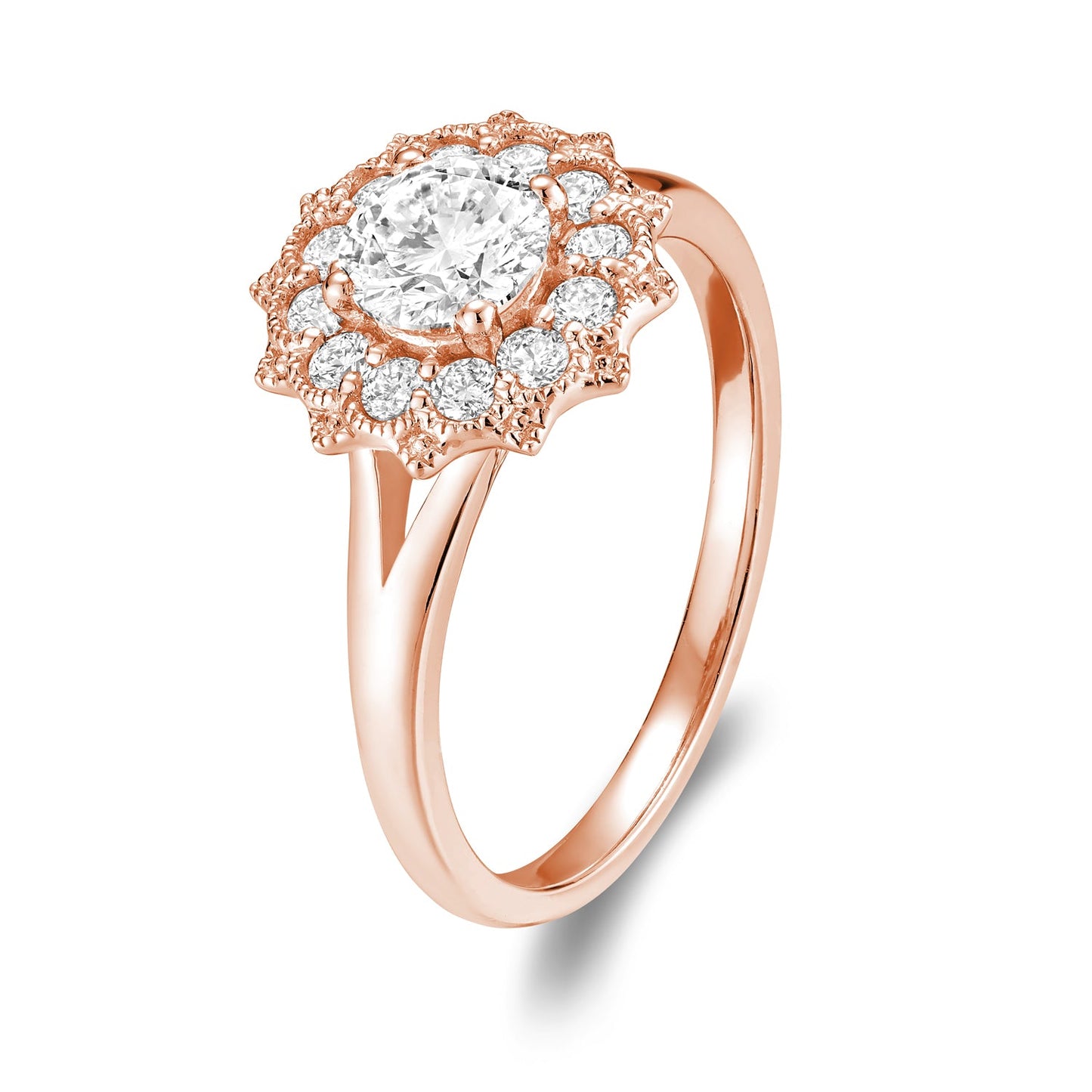 Vintage Flower Diamond Engagement Ring