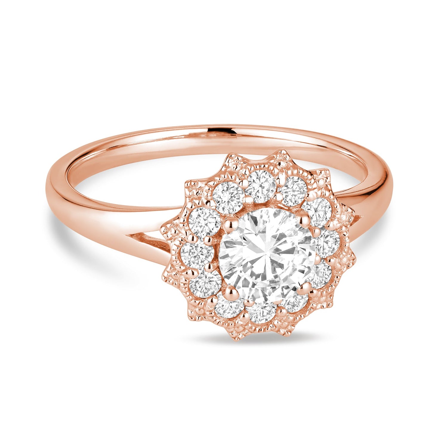 Vintage Flower Diamond Engagement Ring