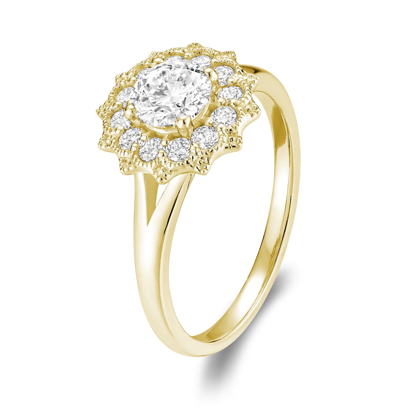 Vintage Flower Diamond Engagement Ring