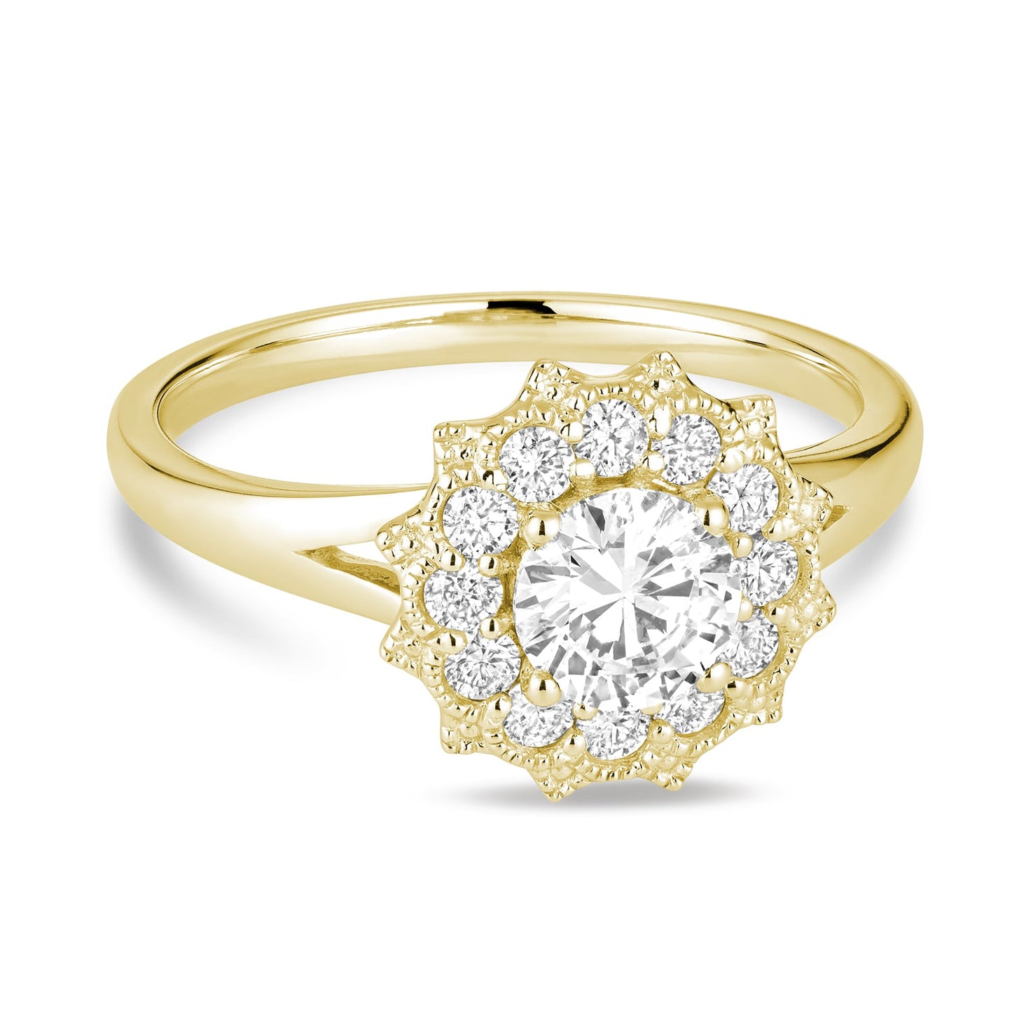 Vintage Flower Diamond Engagement Ring