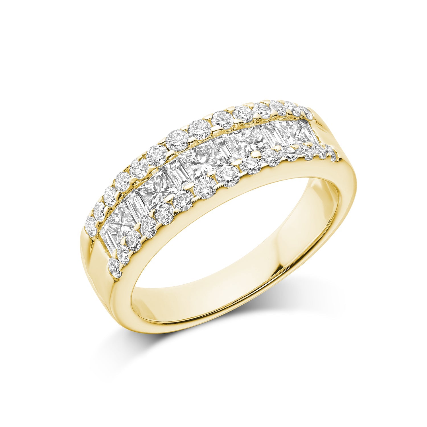 Wide Channel Set Princess Cut Diamond Wedding Band