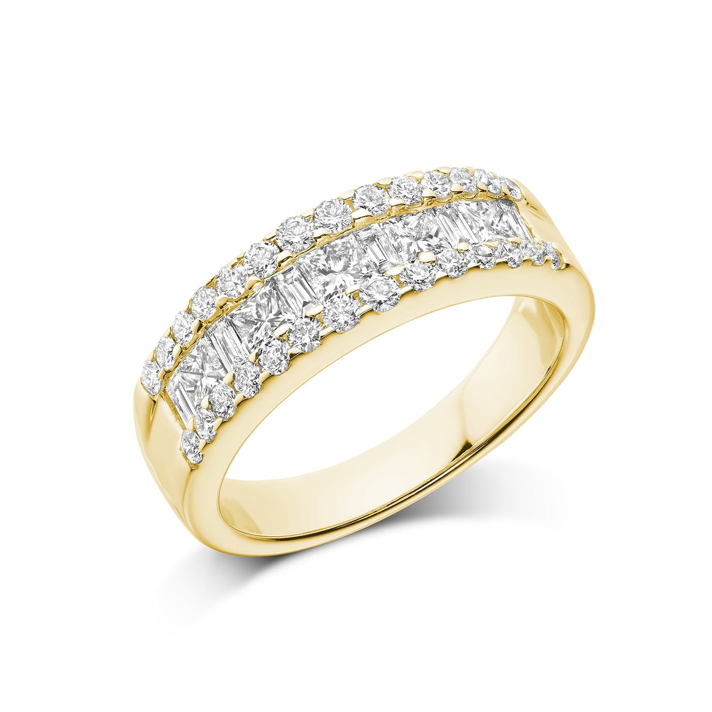 Wide Channel Set Princess Cut Diamond Wedding Band