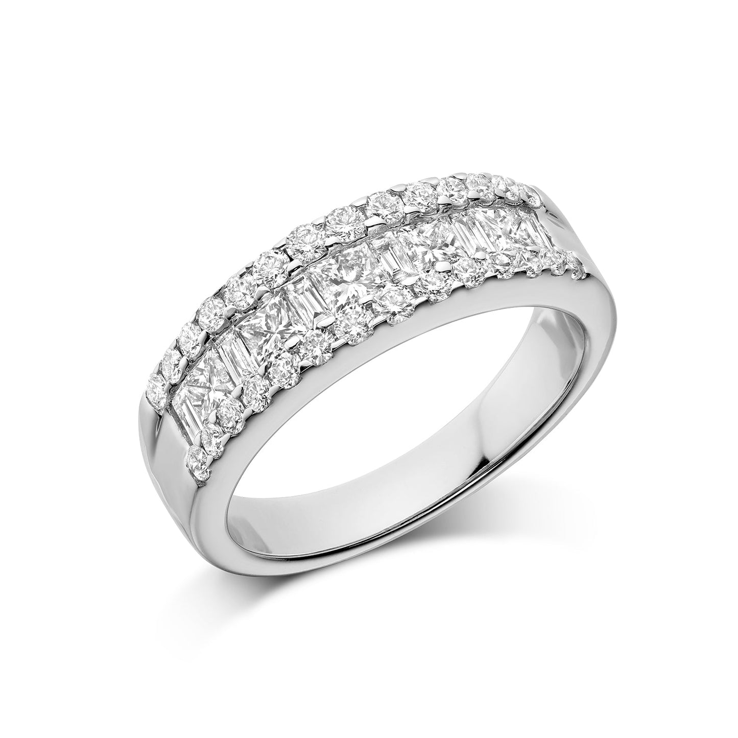 Wide Channel Set Princess Cut Diamond Wedding Band