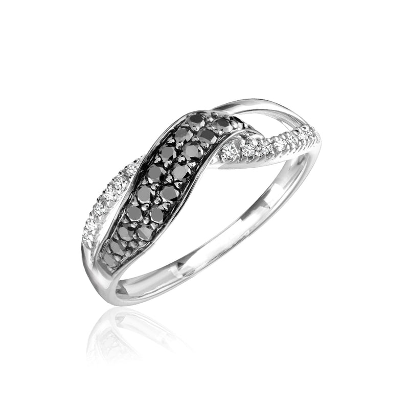 Ribbon Black & White Diamond Ring