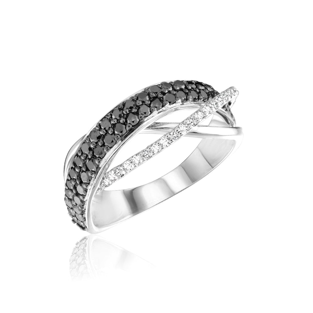 Criss-Cross Black & White Diamond Ring