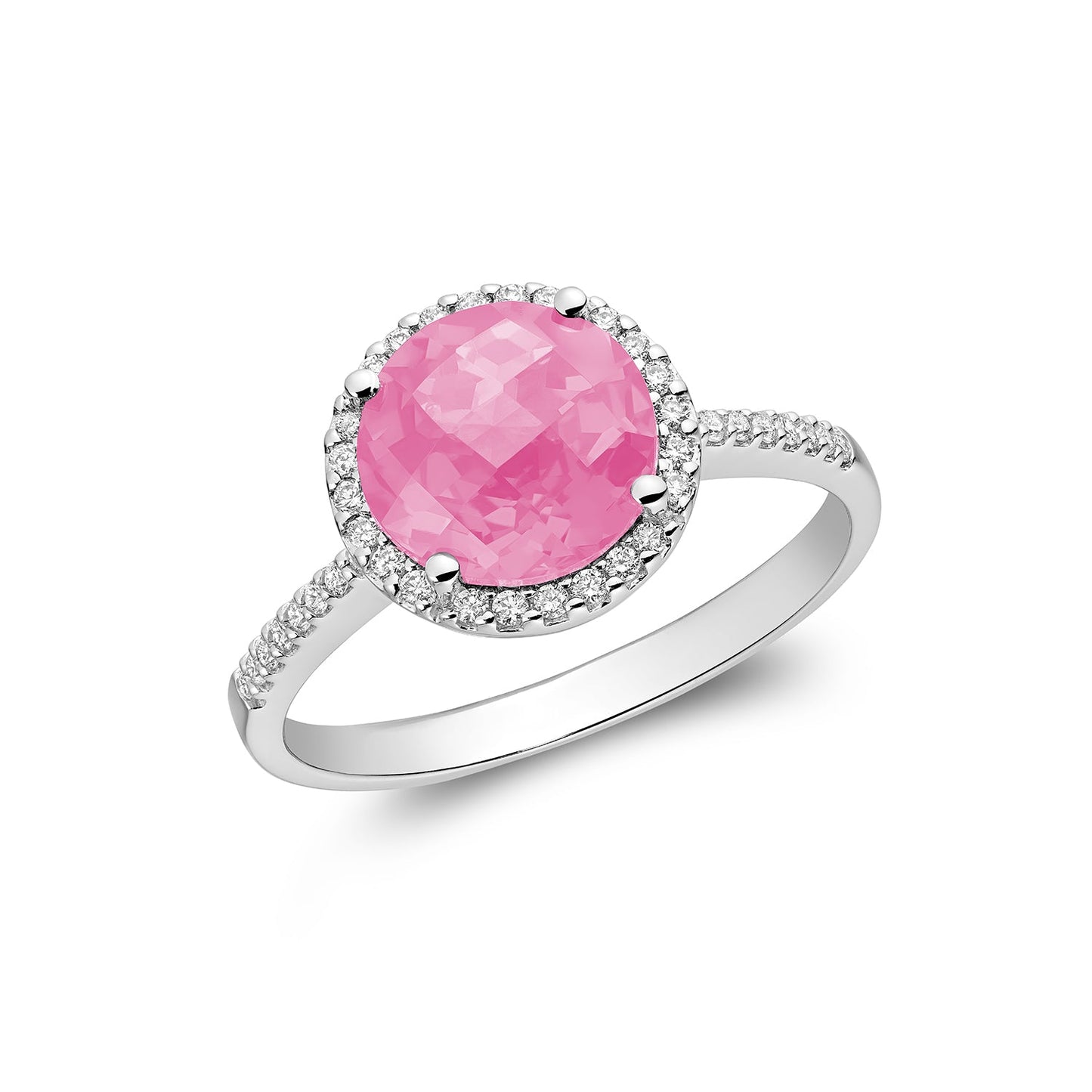 Round Precious Stone & Diamond Halo Ring