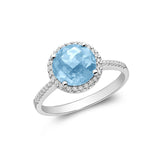 Round Precious Stone & Diamond Halo Ring