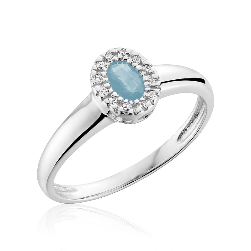Oval Gemstone & Diamond Halo Ring