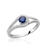 Split Shank Blue Sapphire and Diamond Ring