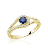 Split Shank Blue Sapphire and Diamond Ring