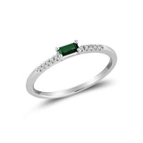 Emerald Cut Solitaire Precious Stone and Diamond Ring