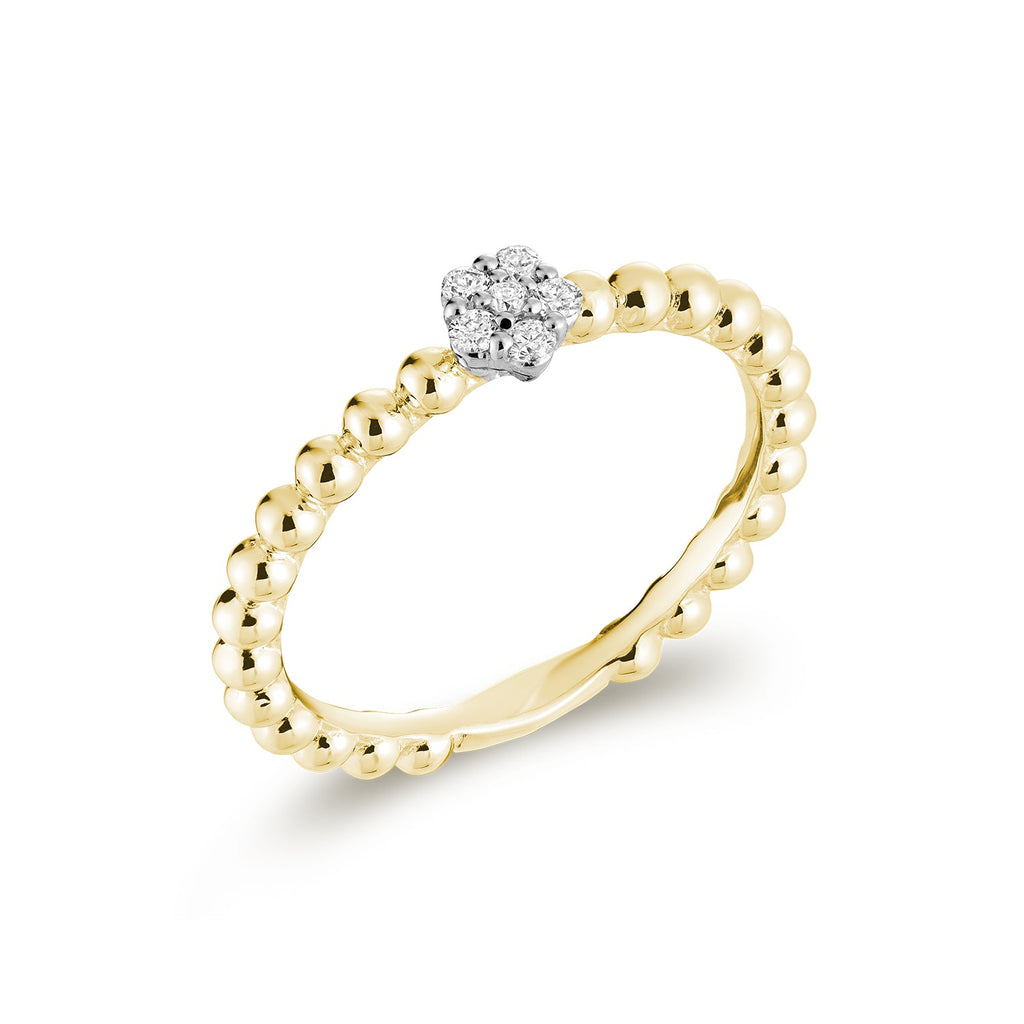 Solitaire Bead Cluster Diamond Ring