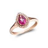 Pear Shape Pink Topaz and Diamond Halo Ring