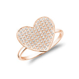 Curved Heart Shaped Pave Diamond Ring