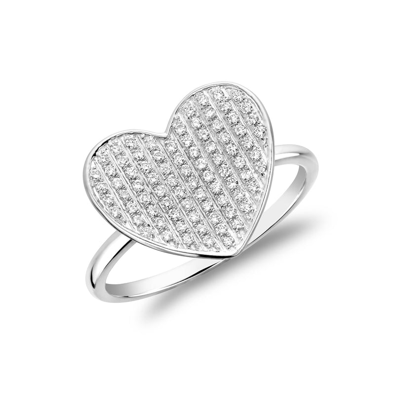 Curved Heart Shaped Pave Diamond Ring