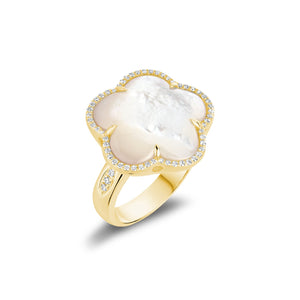 Flower Mother of Pearl Diamond Ring