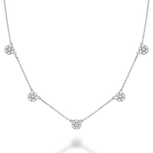 Flower Stationed Diamond Necklace