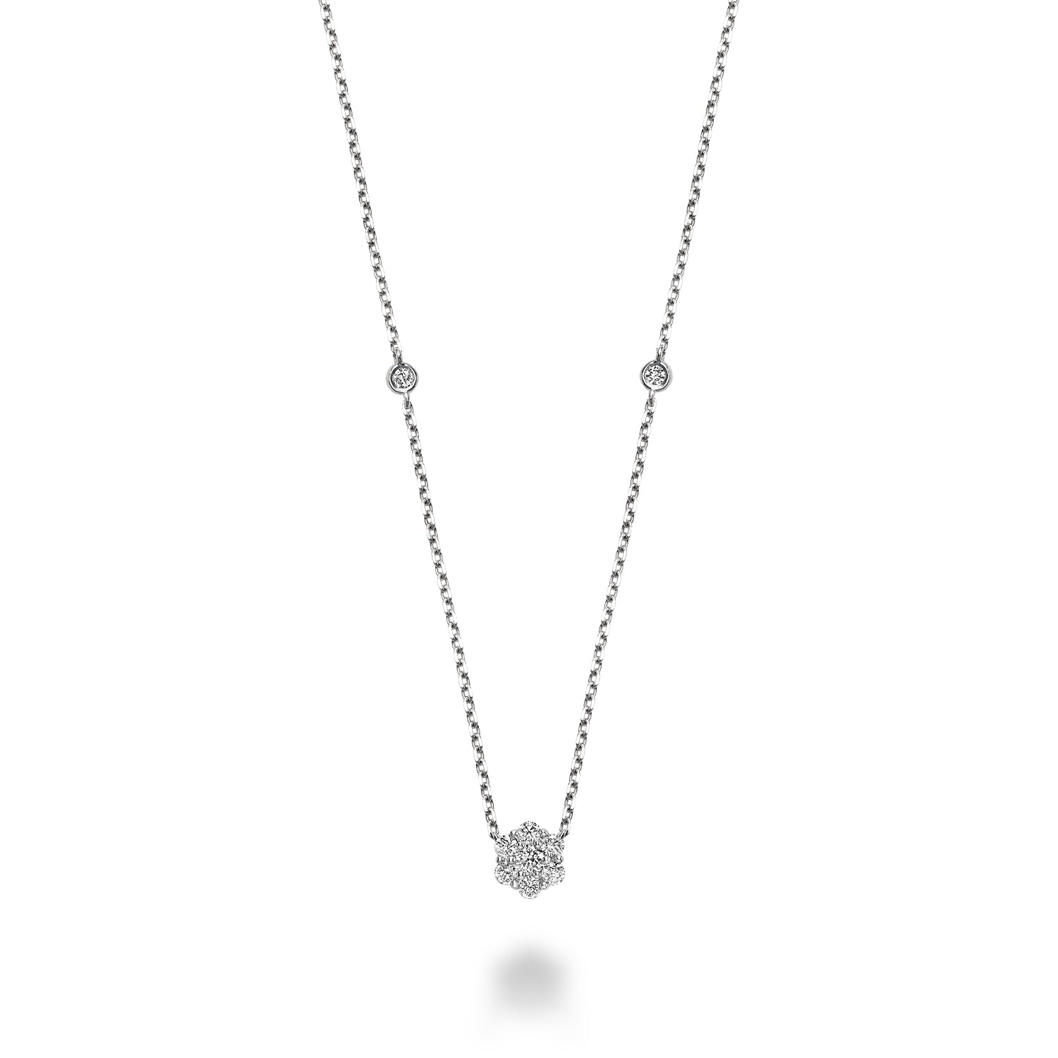 Flower & Bezel Diamond Necklace