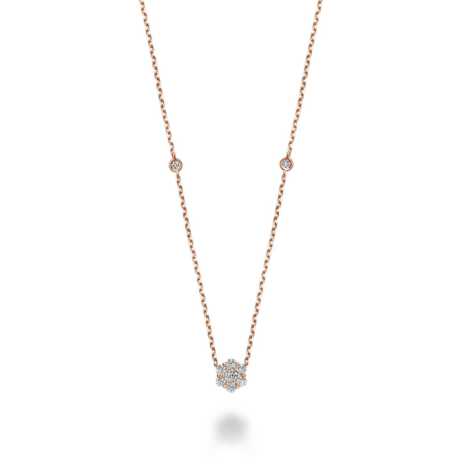 Flower & Bezel Diamond Necklace
