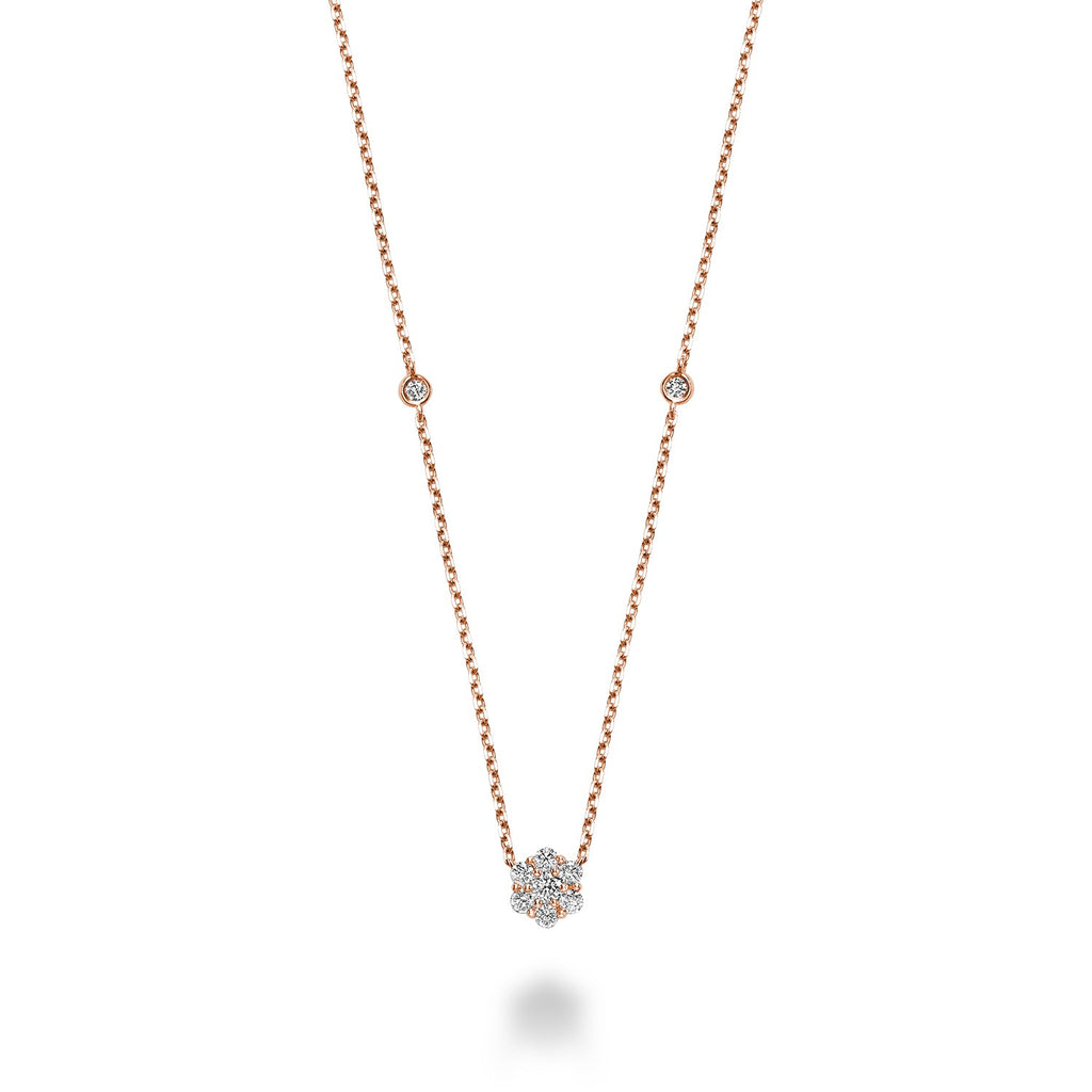 Flower & Bezel Diamond Necklace