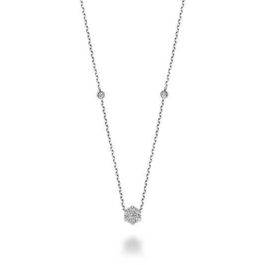 Flower & Bezel Diamond Necklace