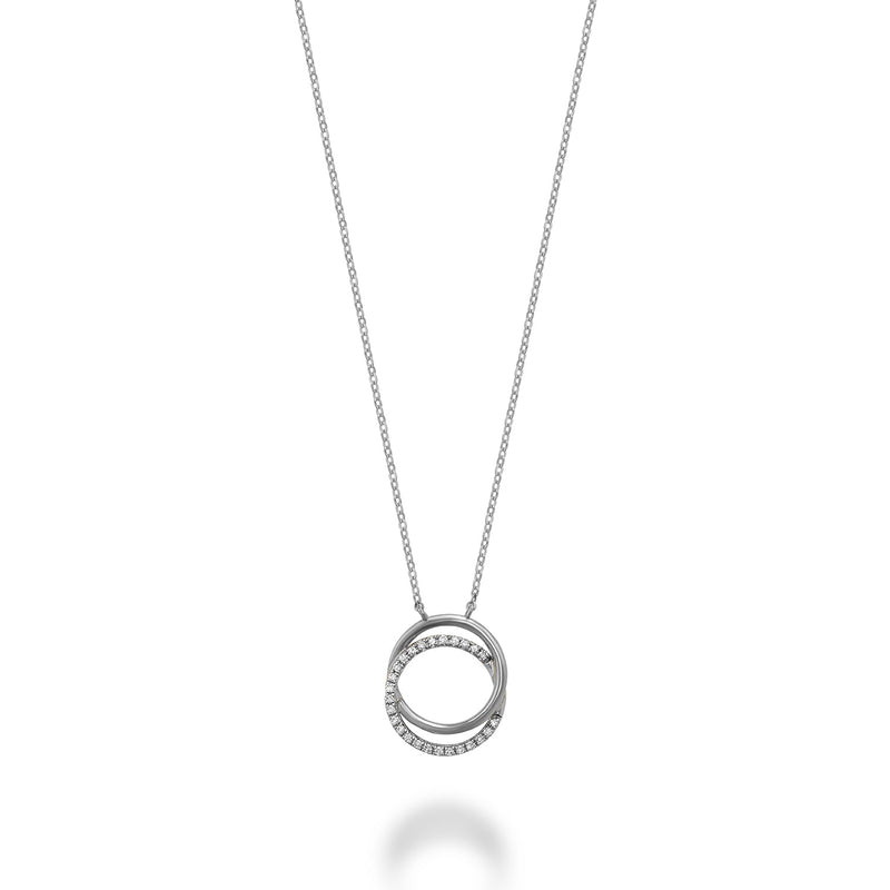 Interlocking Circle Diamond Necklace 18K Yellow Gold