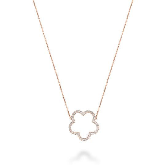 Open Hollow Flower Diamond Necklace