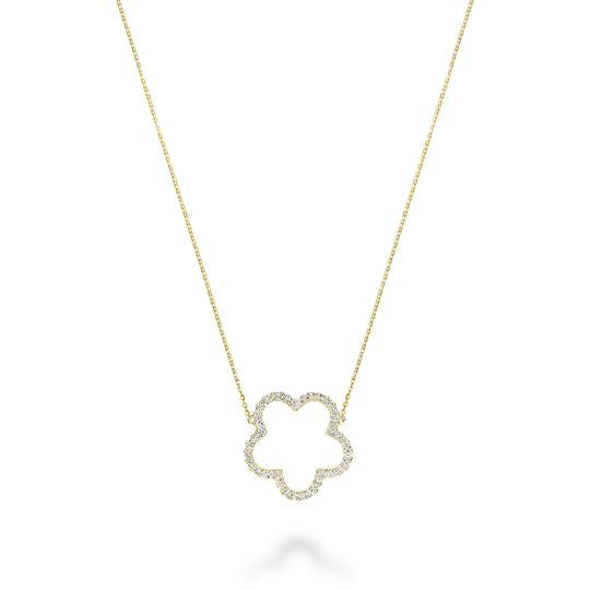 Open Hollow Flower Diamond Necklace