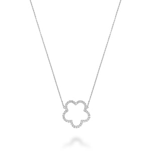 Open Hollow Flower Diamond Necklace