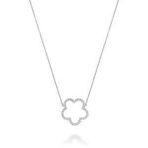 Open Hollow Flower Diamond Necklace