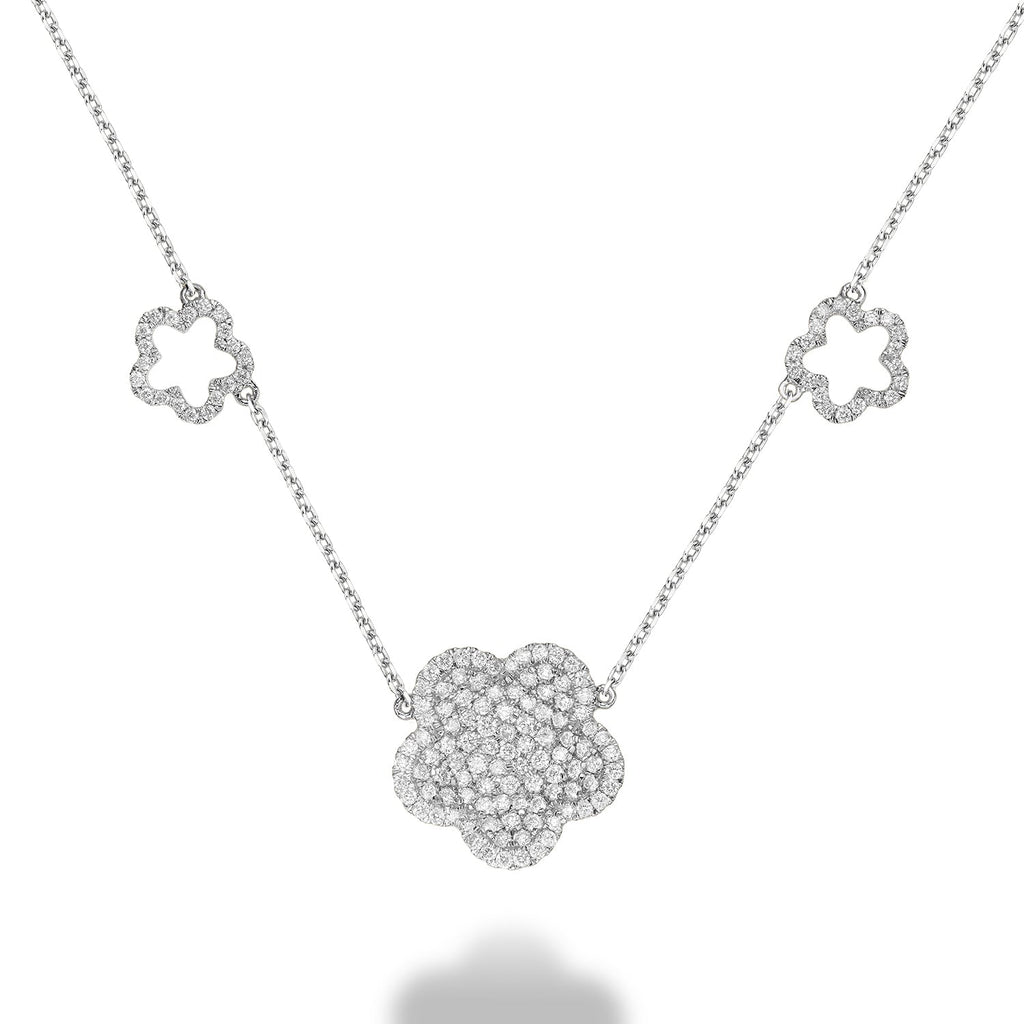 Flower Pave Diamond Necklace