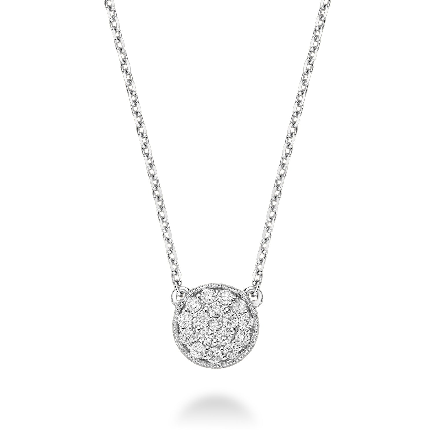 Circle Diamond Milgrain Necklace