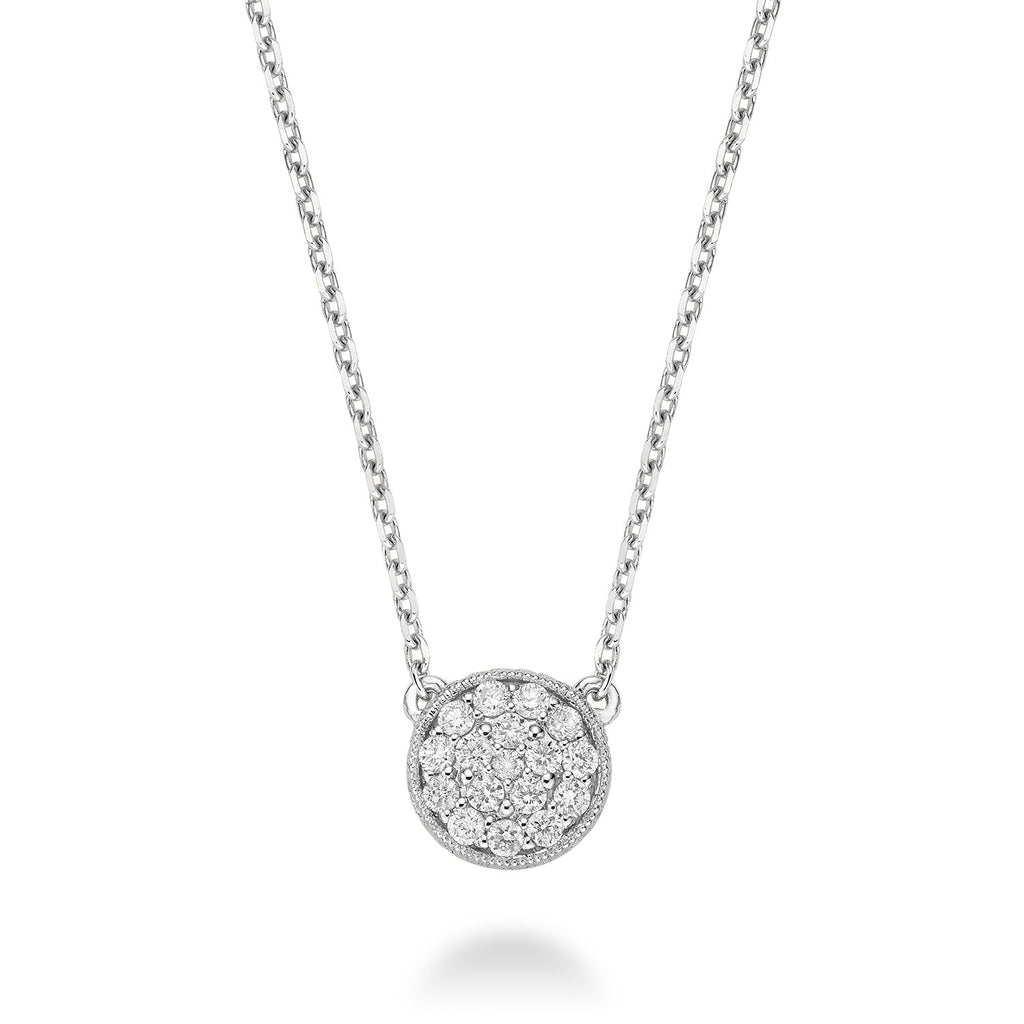 Circle Diamond Milgrain Necklace