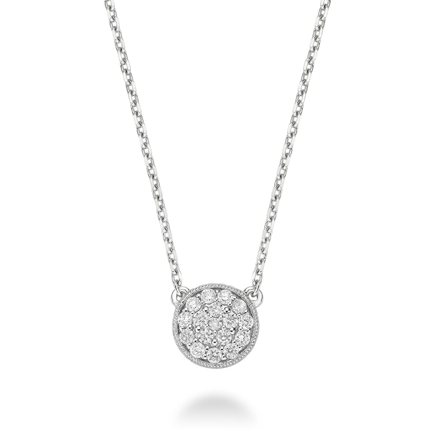 Circle Diamond Milgrain Necklace
