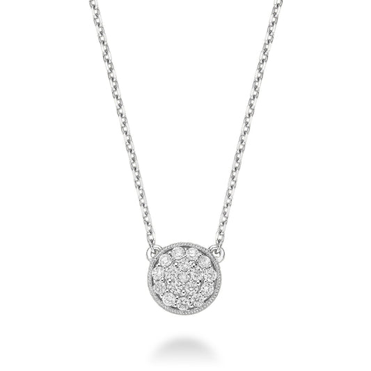 Circle Diamond Milgrain Necklace