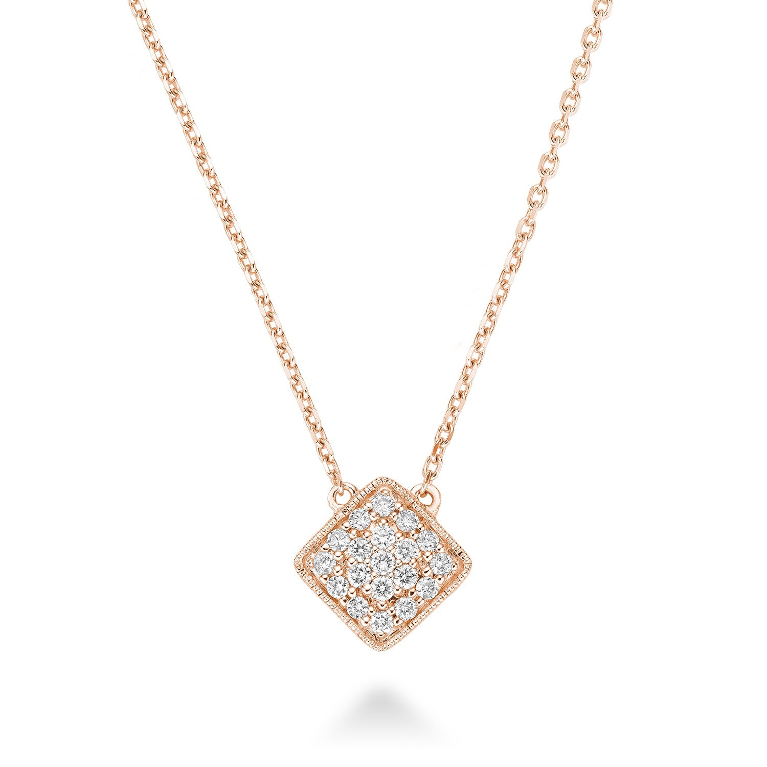 Square Milgrain Diamond Necklace