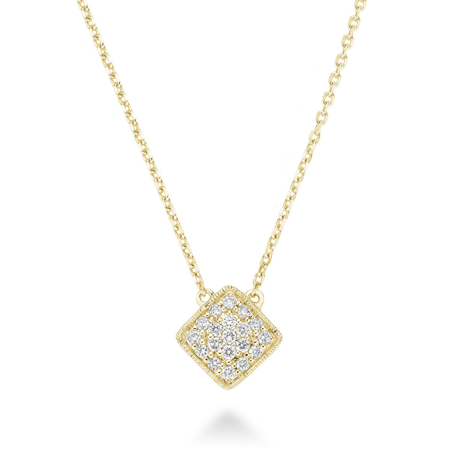 Square Milgrain Diamond Necklace