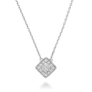 Square Milgrain Diamond Necklace