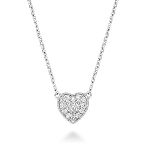Heart Diamond Milgrain Necklace