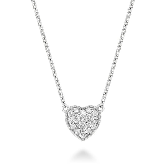 Heart Diamond Milgrain Necklace