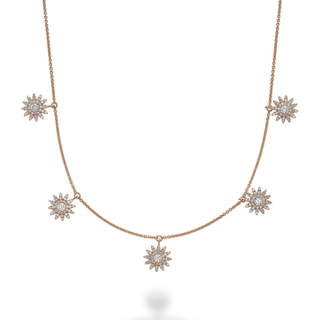 Sun Shaped Diamond By the Yard Necklace