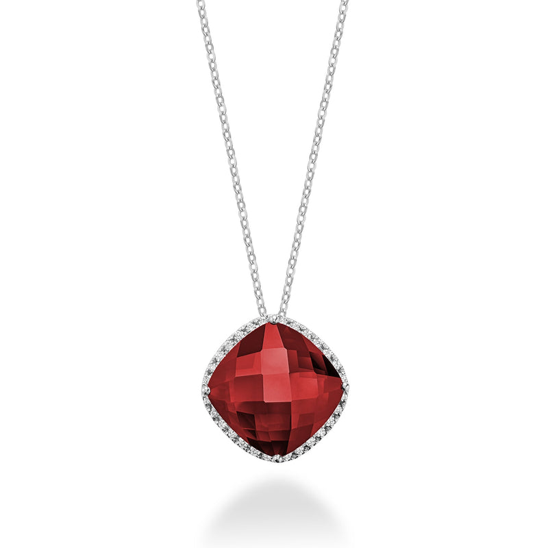 Cushion Cut Precious Stone & Diamond Halo Pendant